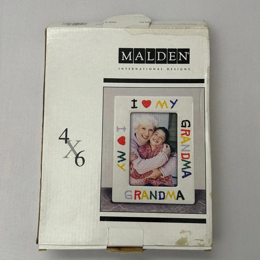 I Love My Grandma Picture Frame 4x6 White Ceramic‎ Vintage Malden